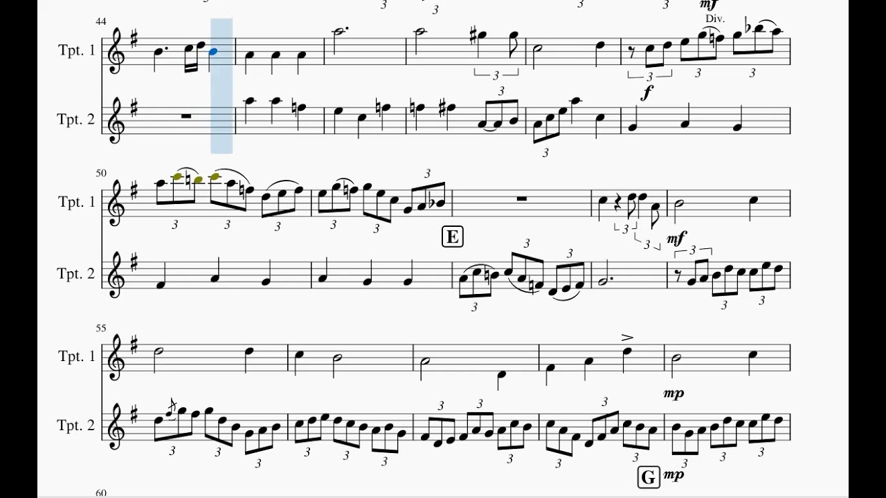J  S  Bach   Joy of Man's Desiring for Two Trumpets.  Score and backing track