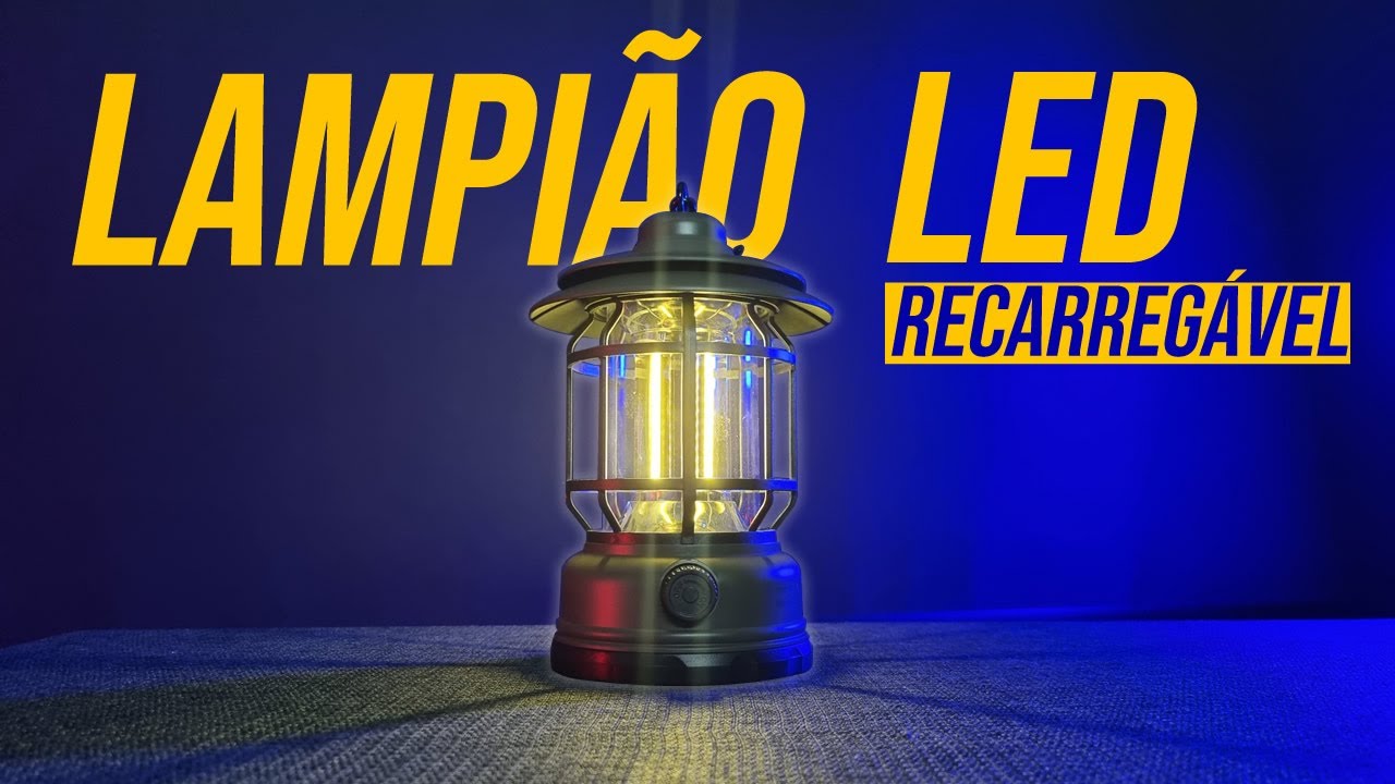 Lampião Led Recarregável USB - Usa Bateria 18650 - Camping e Pesca - TioChicoShop