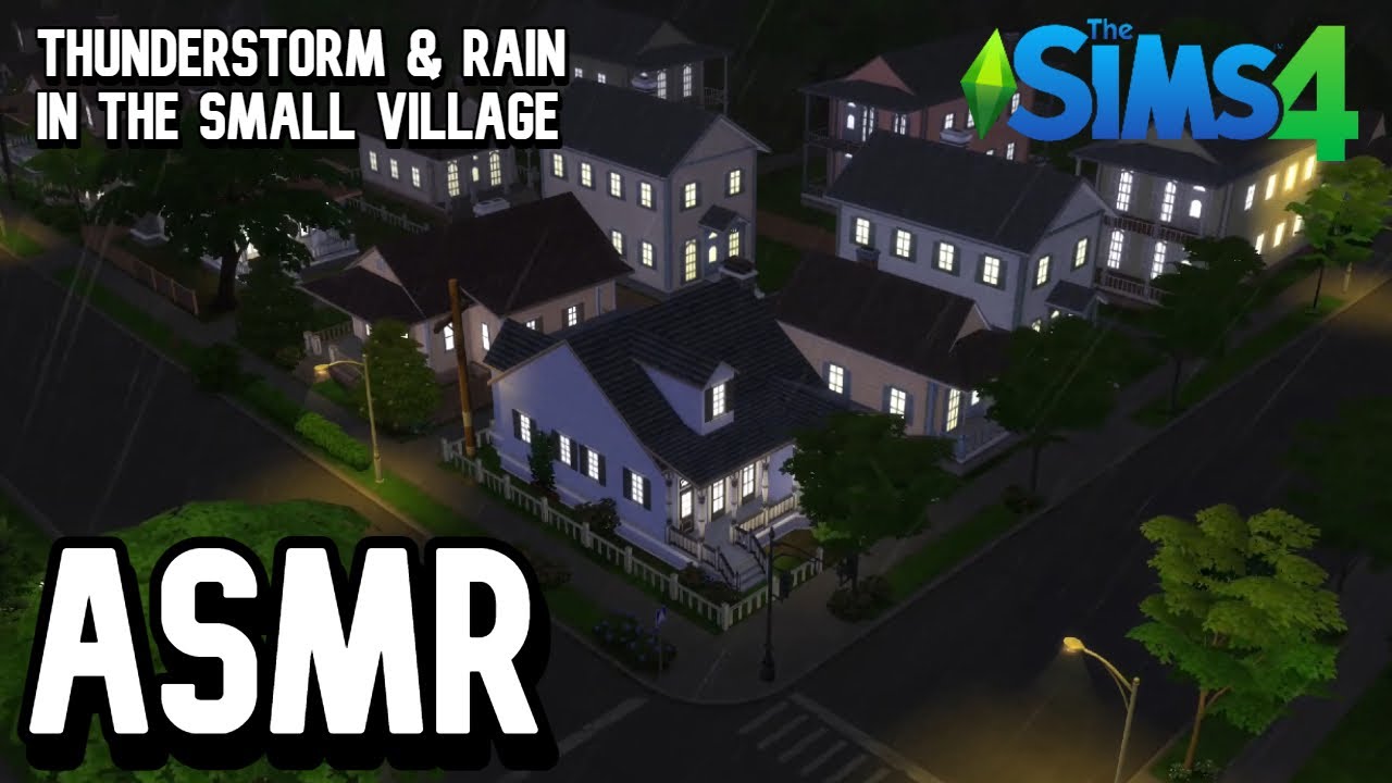 Thunderstorm & Rain In The Small Village | ASMR The Sims 4