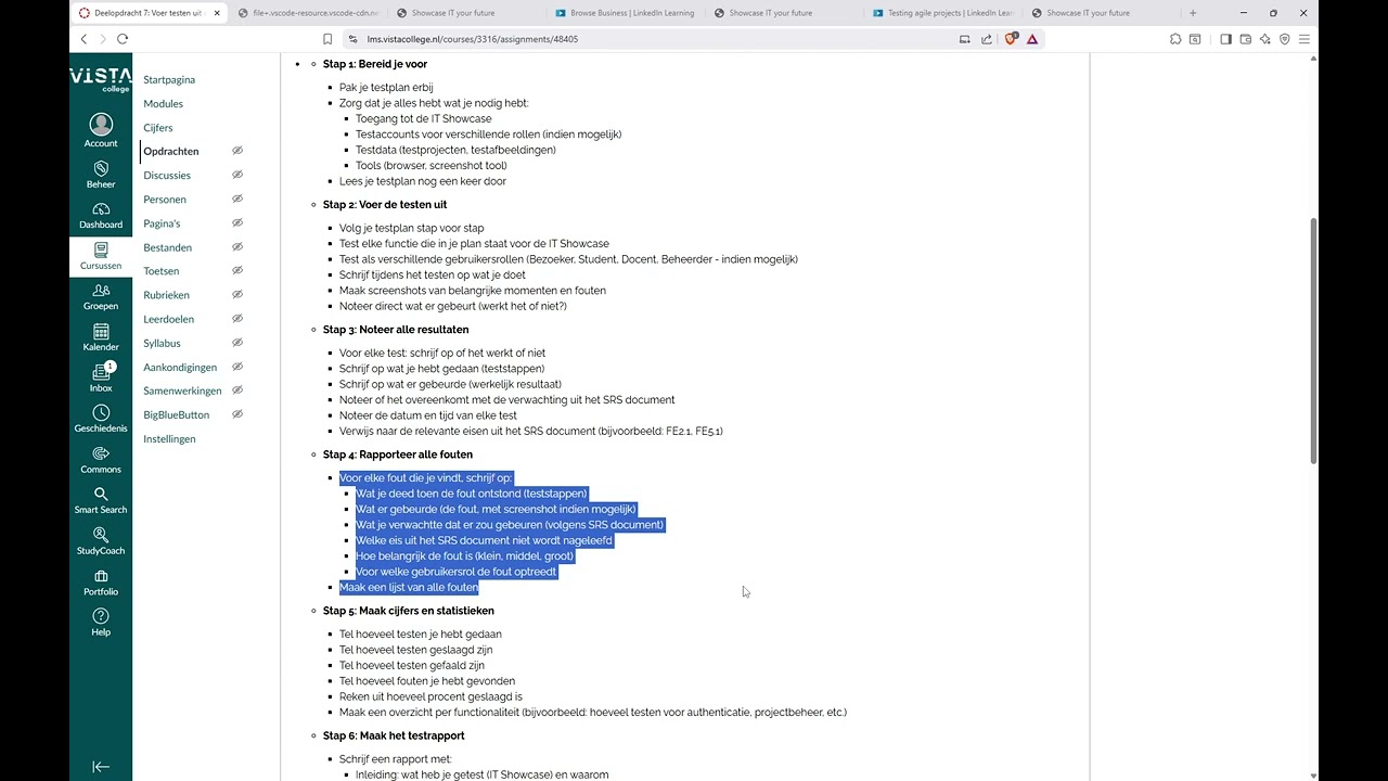 Opdracht 07. Voer testen uit en maak een testrapport (ICT Opleidingen)