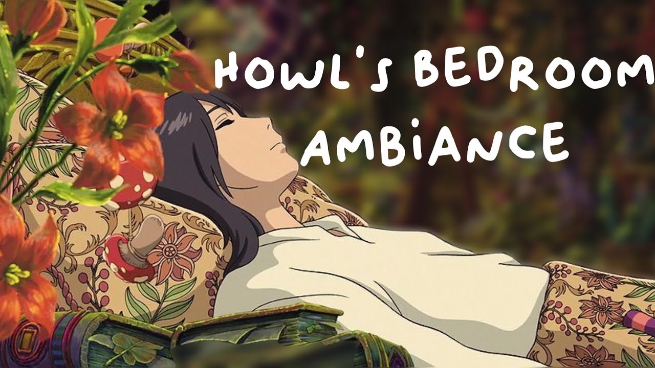 Howl's Bedroom Ambiance | 3 Hours | Pink Noise | Rain
