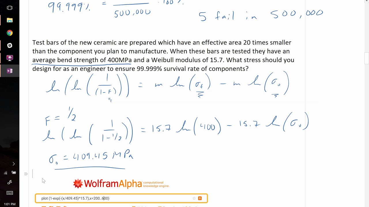 Weibull modulus and probabilistic design example problem