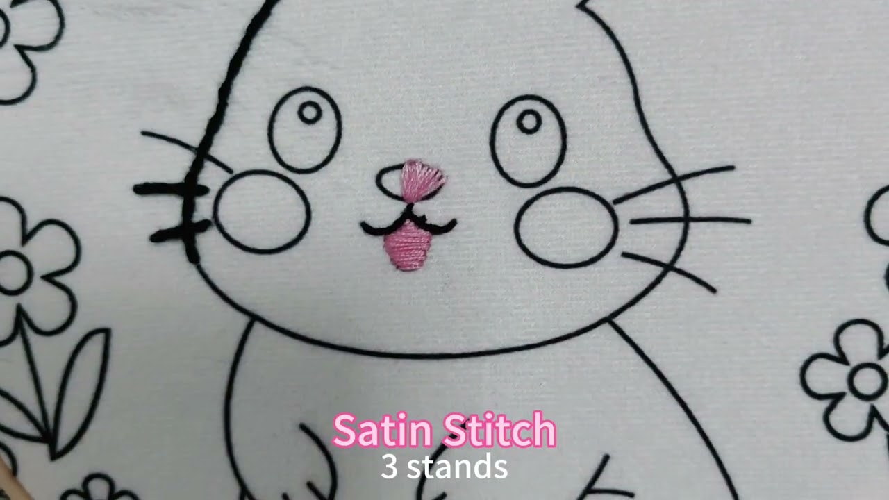 Adorable Bunny Pillow Embroidery DIY | Bunny Details - Nose