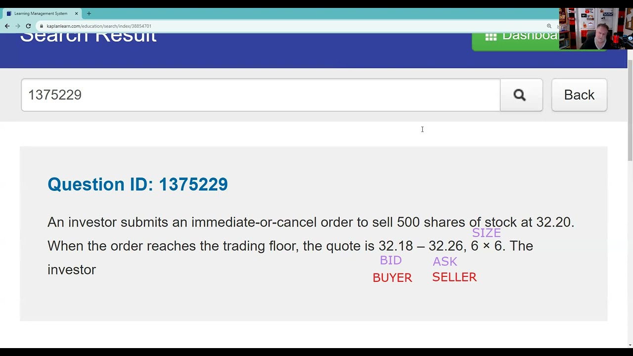 Sell 500 shares at $32.20 Immediate or Cancel.  It's a cancel.  Series 7 Exam Prep