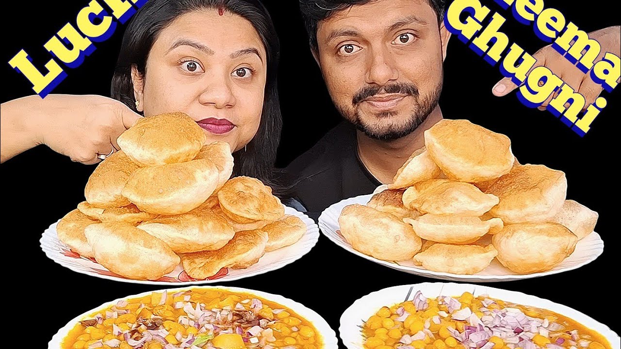 Lots of Luchi Keema Ghugni eating challenge // Dada vs didi food challenge 
