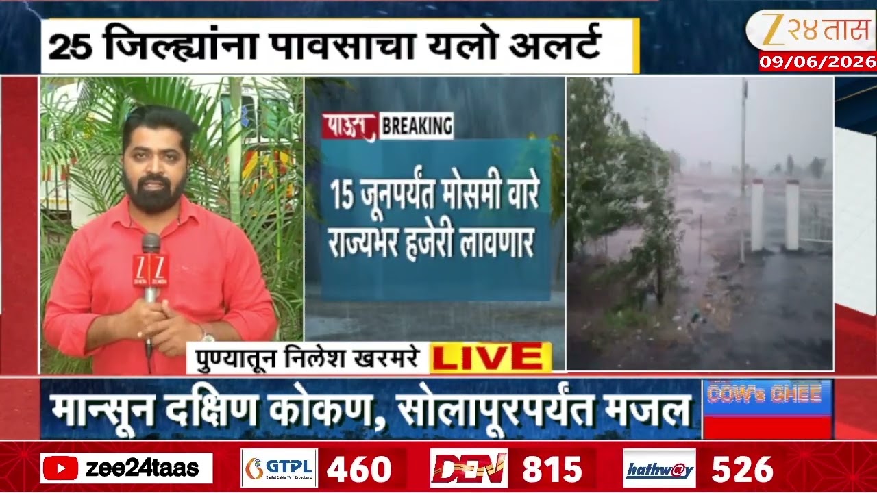 IMD Alert Monsoon To Wide Spread Across Maharashtra | 25 जिल्ह्यांना पावसाचा यलो अलर्ट