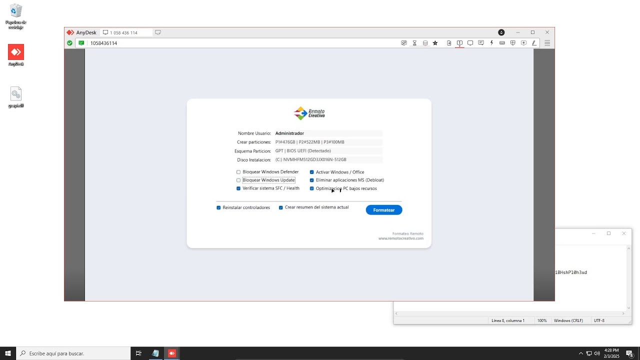 Formatear PC Windows en remoto (Anydesk)