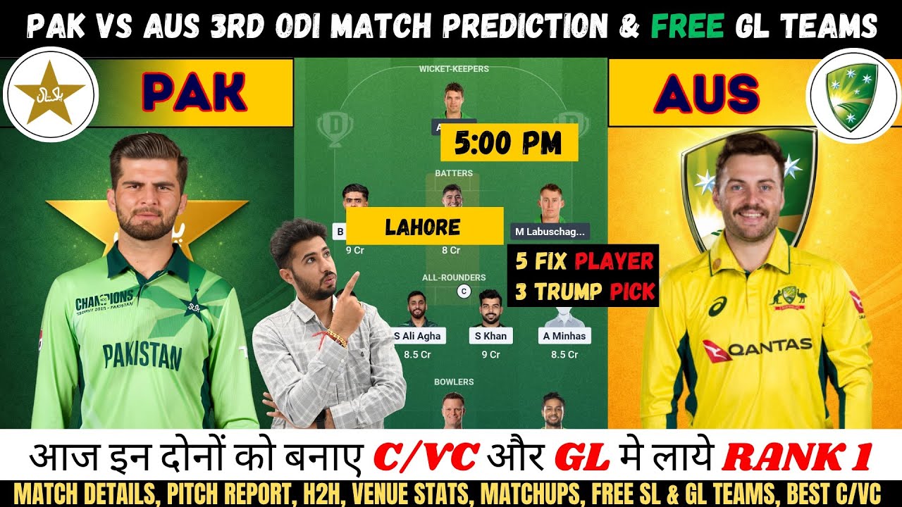 PAK vs AUS Dream11 Team, PAK vs AUS 3rd ODI Prediction, Pakistan vs Australia Dream11 Team #pakvsaus