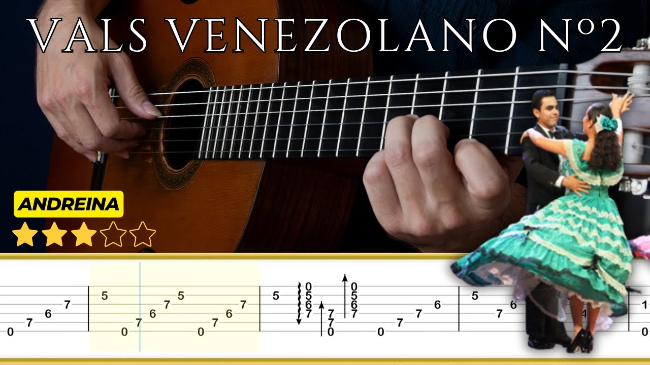 VALS VENEZOLANO N° 2 (Andreina) 🎸 Antonio Lauro || Tutorial Guitarra Clásica + TABS (Normal/Lento)