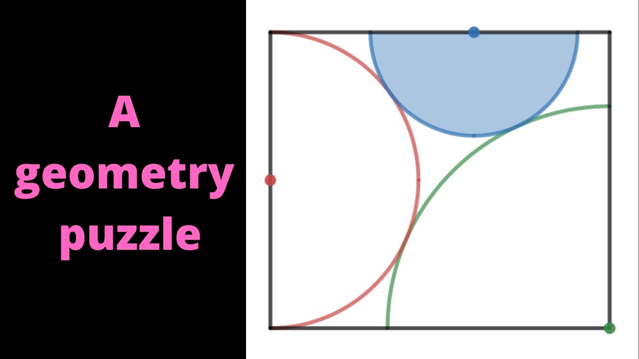 Two semicircles and a quarter circles are inscribed in a rectangle. A geometry puzzle.
