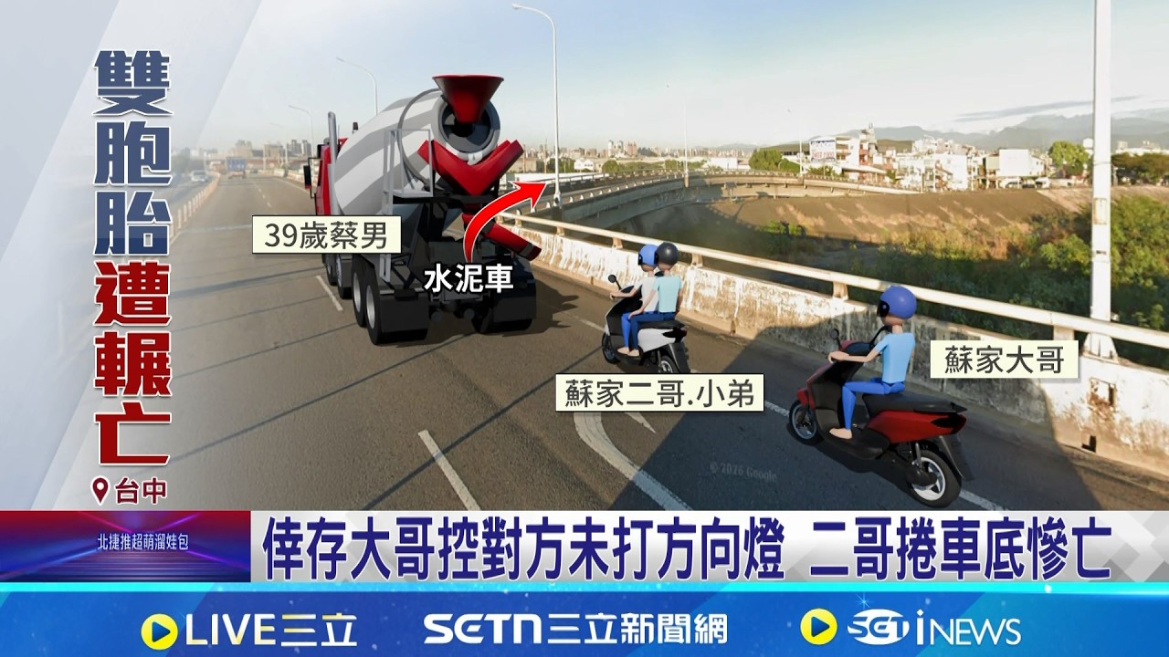 三兄弟返家遇死劫 雙胞胎遭水泥車輾1死1傷 雙胞胎同校同科系 過年前夕手足天人永隔｜三立新聞網 SETN.com