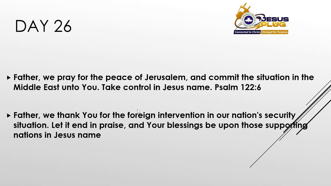 RCCG Fasting & Prayers Day 26, RCCG Jesus Plug