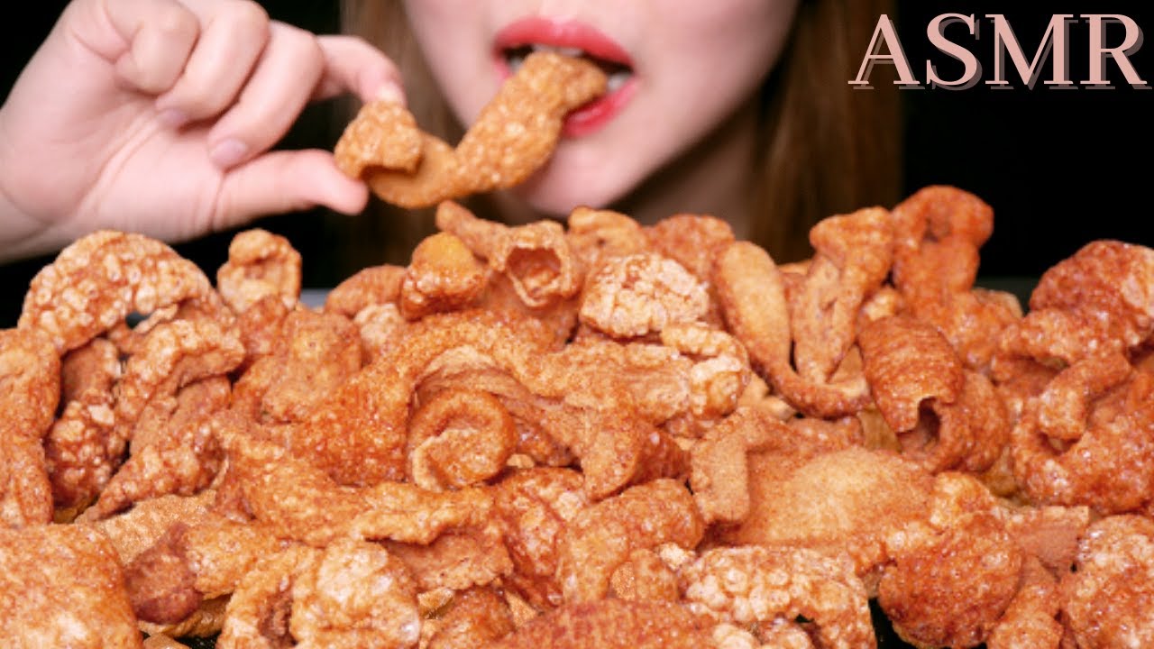 ASMR EATING PORK RINDS, CHICHARRON,  FRIED PORK SKIN MUKBANG | 돼지껍데기 튀김 먹방 | EATING SHOW, NO TALKING