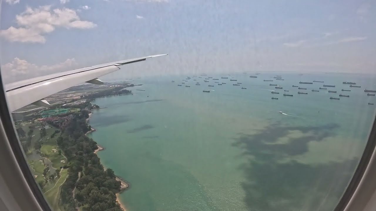 China Southern B777-300ER CZ353 Landing into Singapore Changi Rwy 02L