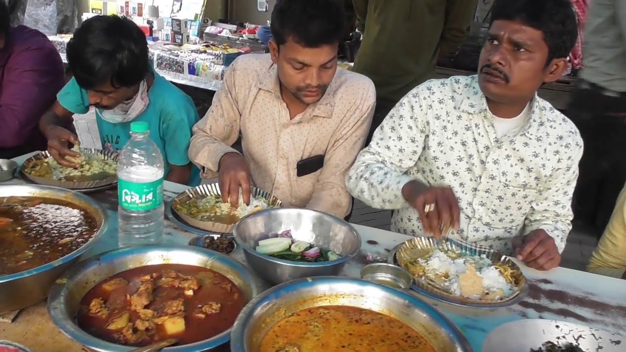 Roadside Street Food | Mangso Bhat ( Rice with Fish Mutton ) 90 Rs Plate | Indian Street Food