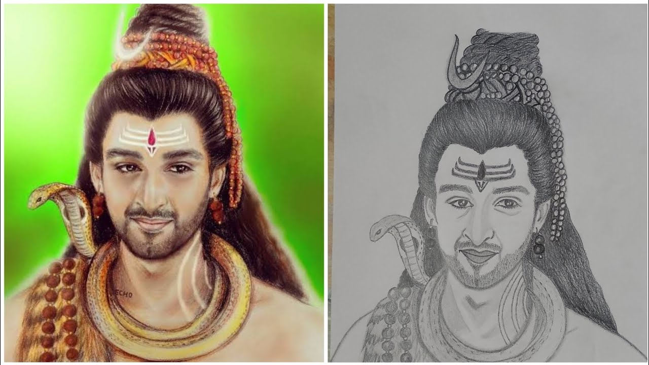 Drawing Shiv from Mahakali Serial // How to draw Saurabhraj Jain as Mahadev // easy drawing