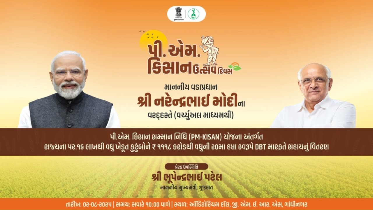 Hon'ble PM distributes assistance to farmers under PM KISAN scheme; CM joins from Gandhinagar