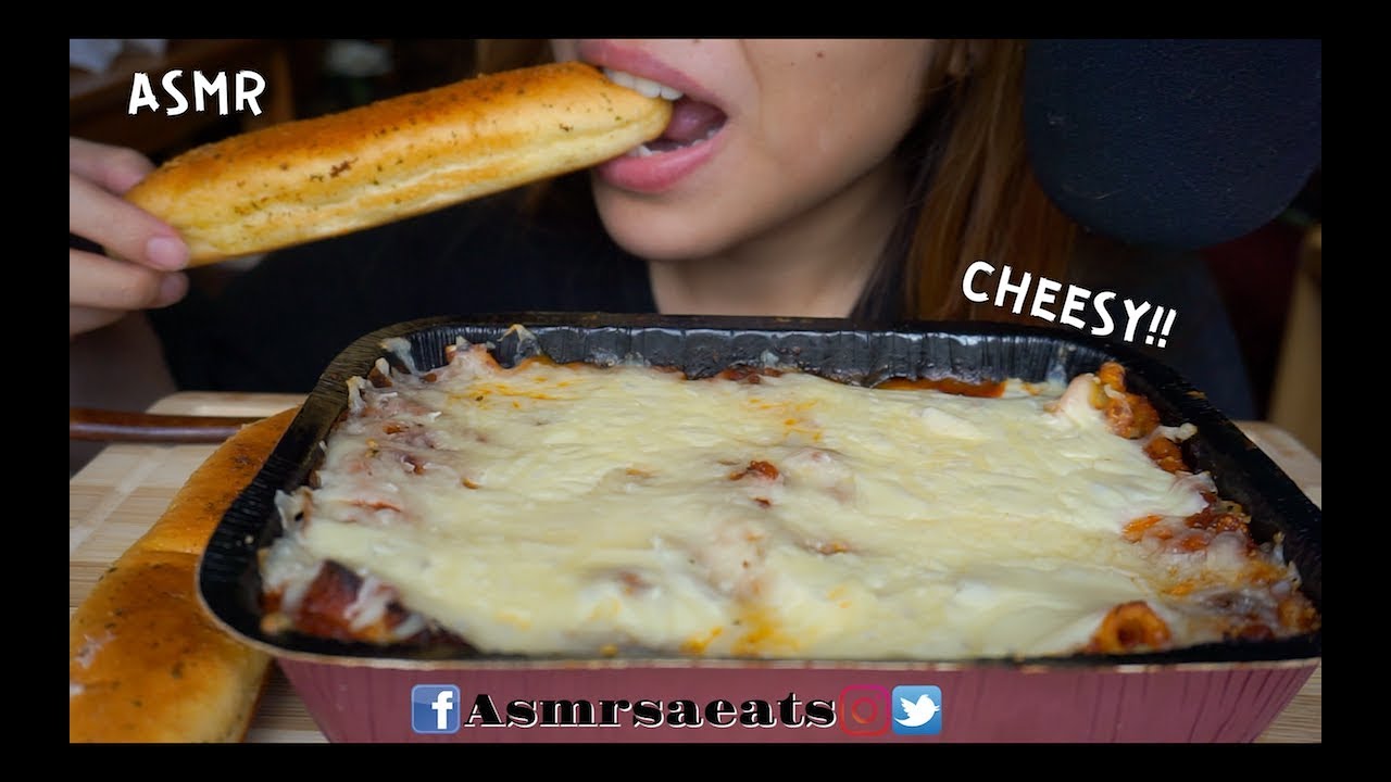 Asmr Cheesy Lasagna & Garlic Bread Sticks (Fail or not?) Messy Eating | Asmr S.A Eats