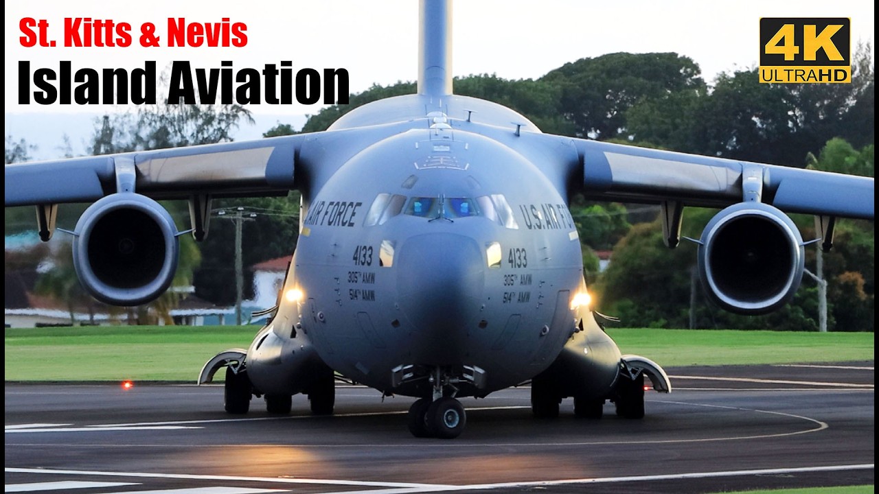 US Air Force C-17A Globemaster III Departs St. Kitts @ Sunset For McGuire Air Force Base