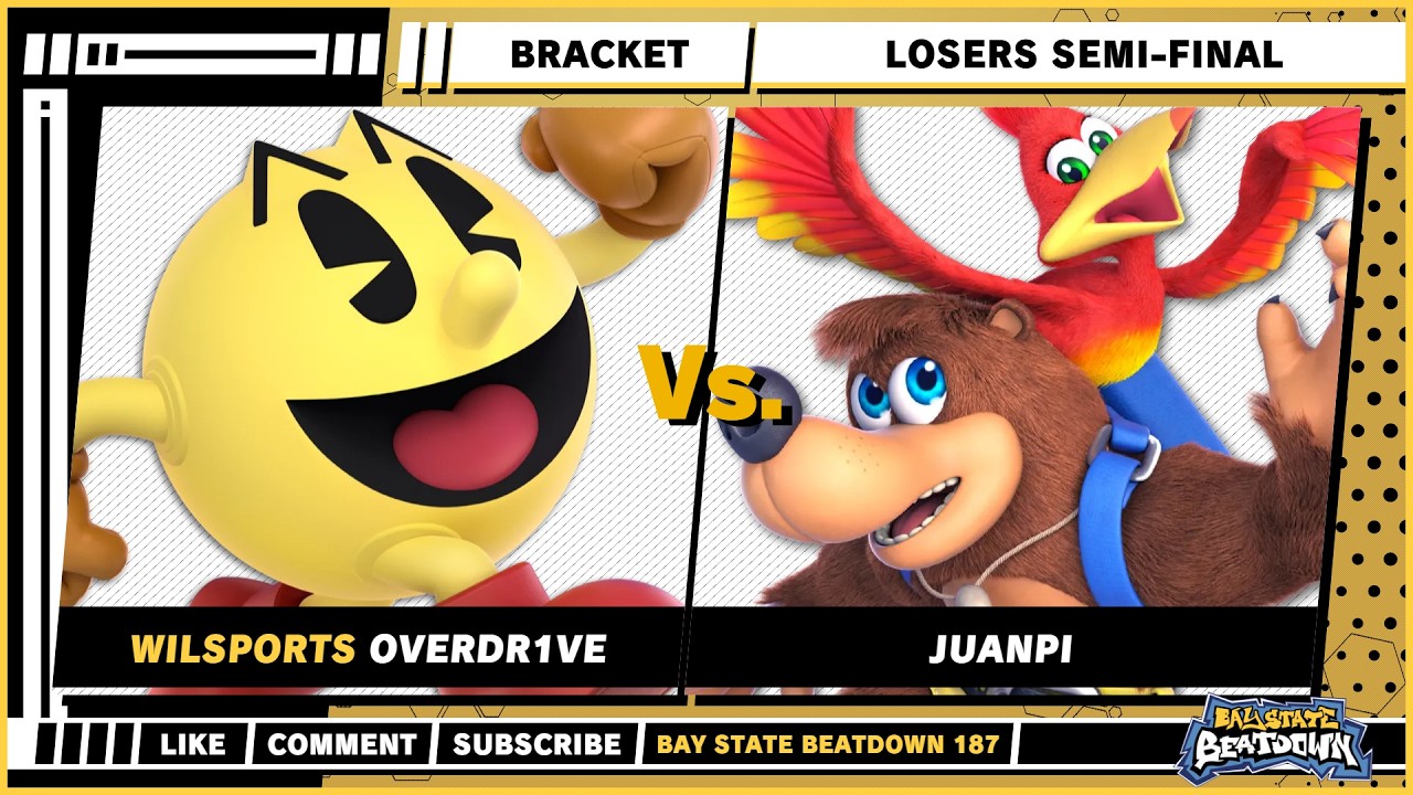 Bay State Beatdown 187 - Losers Semi-Final - Overdr1ve (Pac-Man) VS Juanpi (Banjo & Kazooie) - SSBU