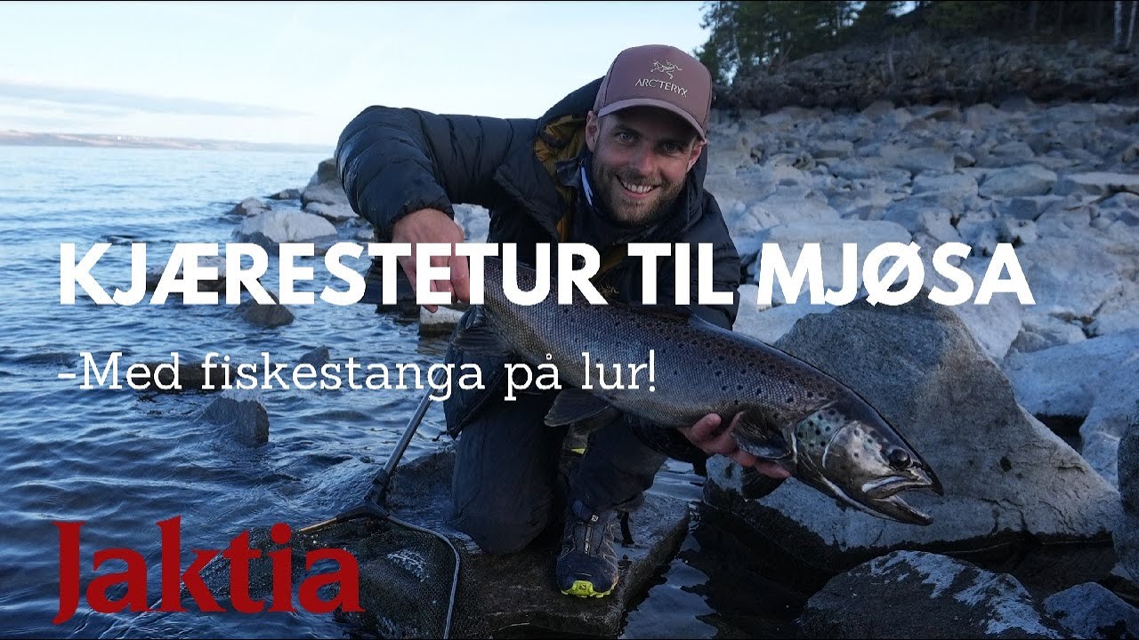 kjærestetur til Mjøsa - med fiskestanga på lur! Ørret / fiske fra land er rått!