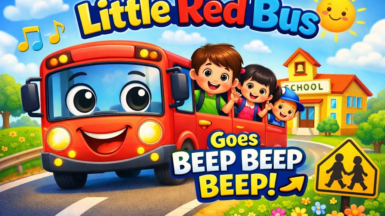 Little Red Bus Goes Beep Beep Beep 🚍 | Fun Kids School Song | Original Nursery Rhyme
