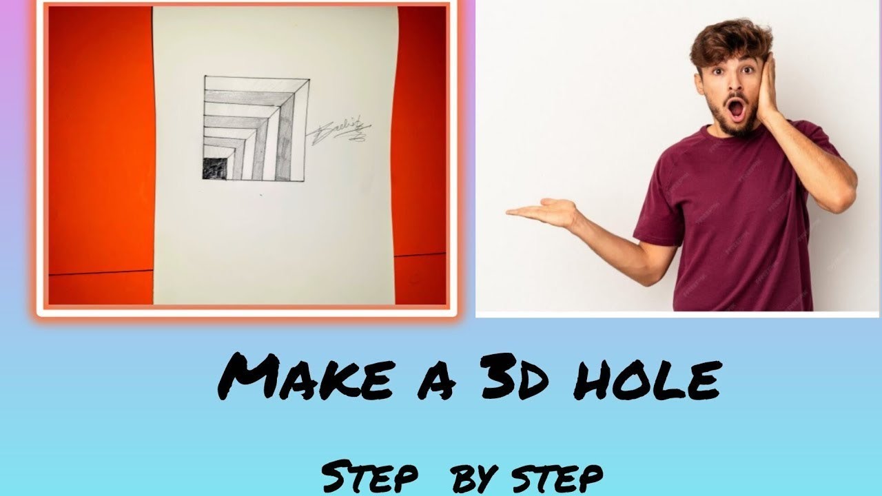 Make a 3d hole 🕳 step by step eassy # full video #youtube 