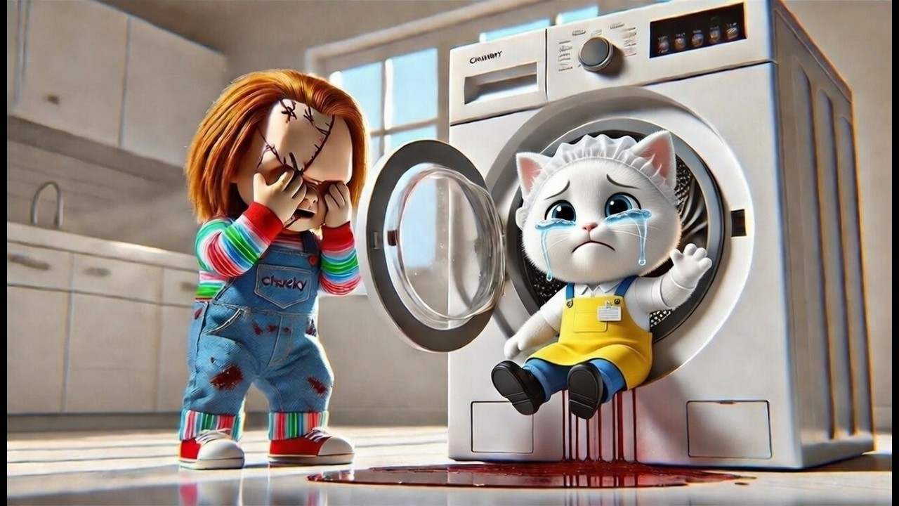 Kitten Chucky Machine Mess Poor Mother Cat