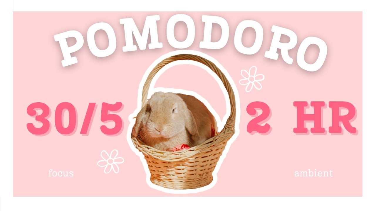 Pomodoro Timer 4x30min (2hrs) | Focus and Study Session | Pink Bunny Ambient Music