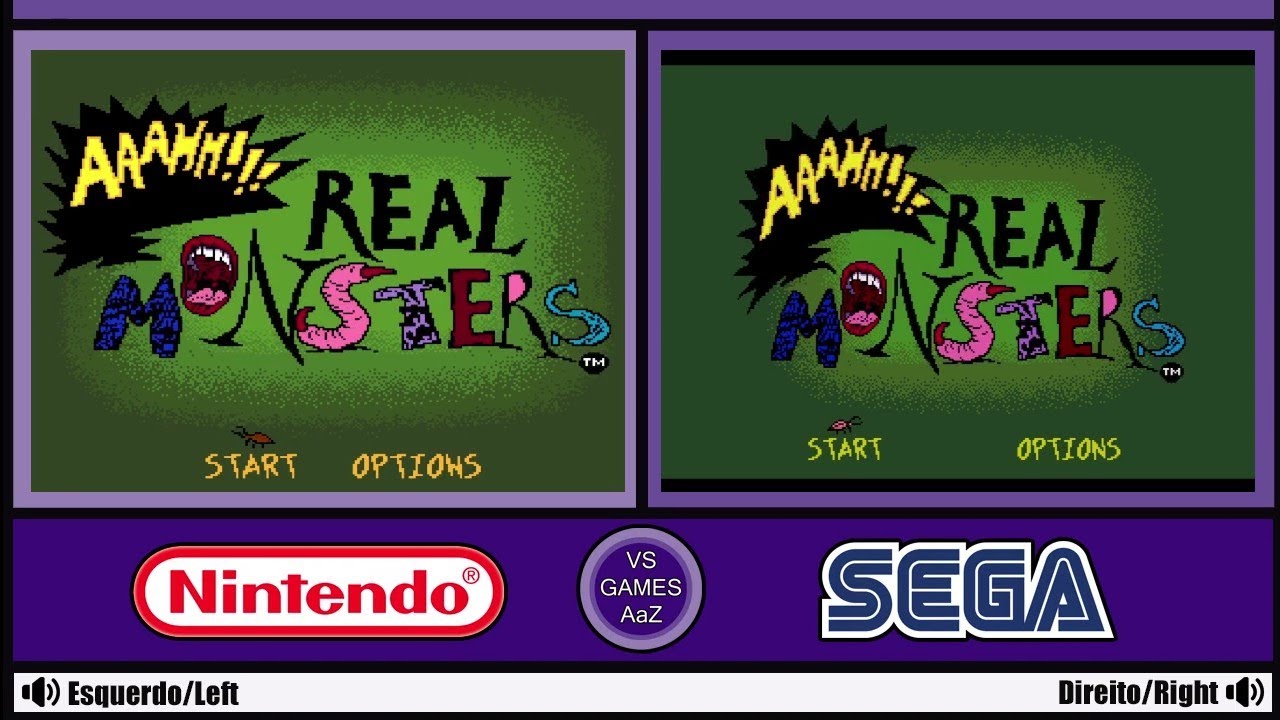 Aaahh!!! Real Monsters - Super Nintendo VS Mega Drive Graphics comparison side by side