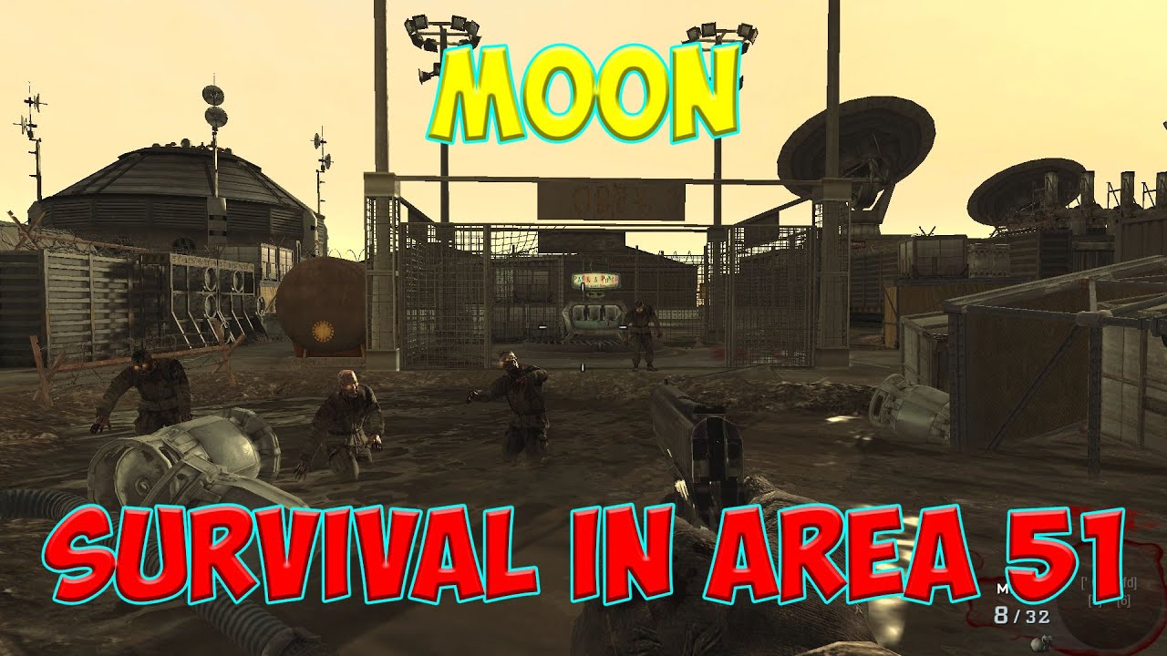Call Of Duty Black Ops Zombies. Moon. Survival In Area 51. Solo Gameplay