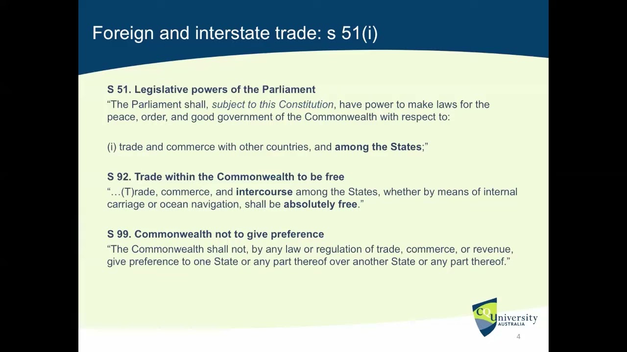 Trade, Commerce and Industrial Relations (LAWS11065 Week 3 Lecture)