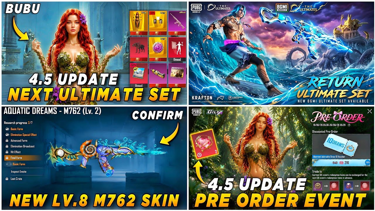 🔴 NEXT ULTIMATE SET 4.5 😍 TIDAL EMBRACE M416 RETURN ✅ NEW LV.8 M762 SKIN LEAKS🔥 NEXT PRE ORDER EVENT