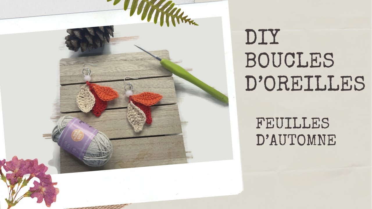 Boucles d'oreilles au crochet: Feuilles d'automne