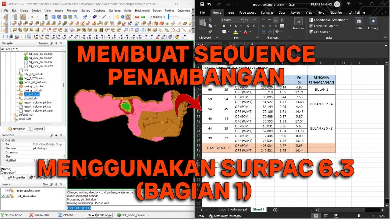 Membuat Sequence penambangan Menggunakan Surpac 6.3 Part 1 ( bagian 1 )#videotutorial #education