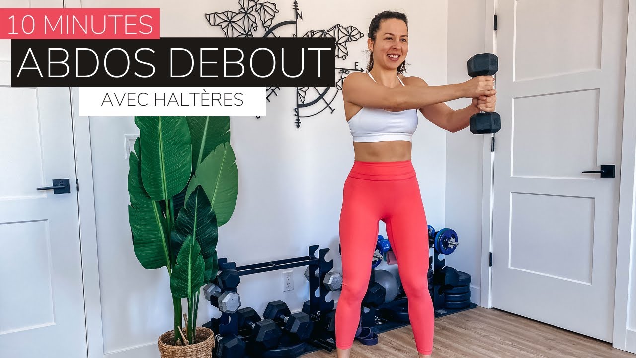 10 min - abdos debout - avec haltères | exercices abdominaux debout | 10 minute abs