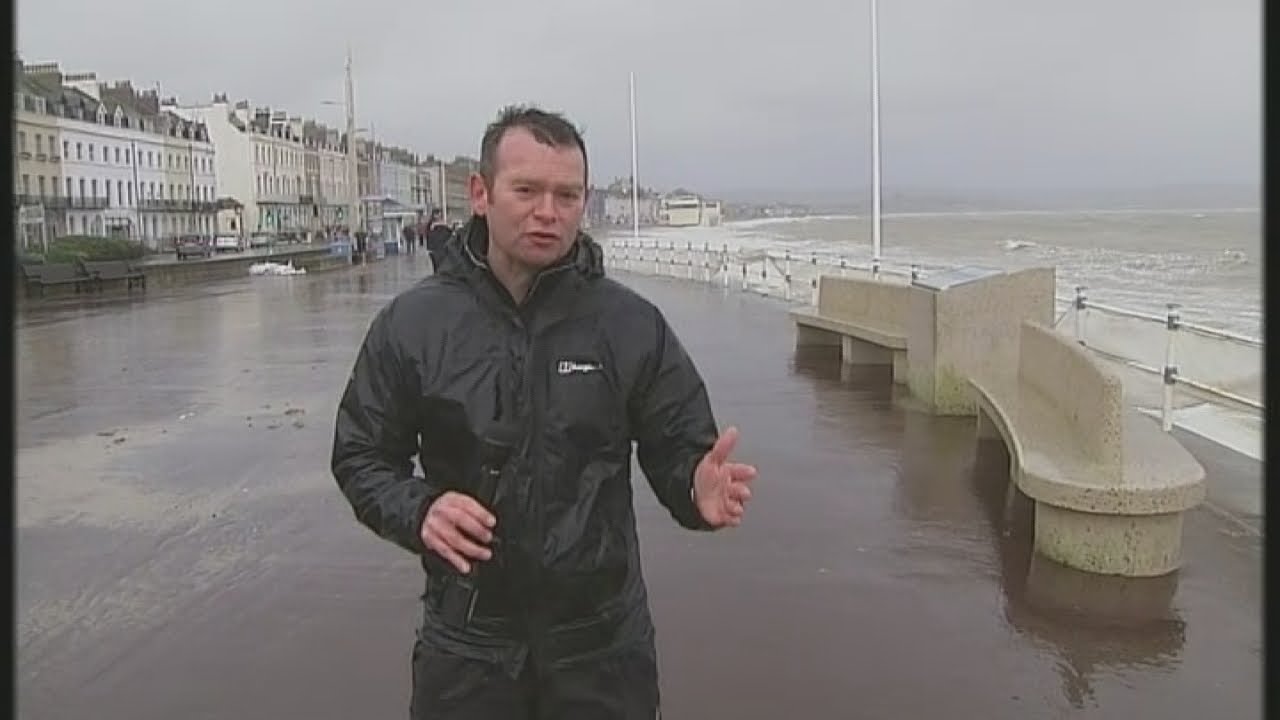 UK storms: Channel 4 News on the Weymouth esplanade