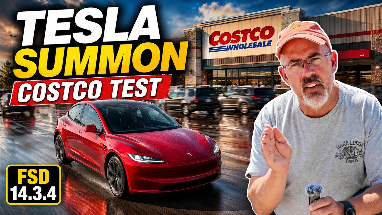 Tesla FSD 14.3.4 Summon in Action: Costco Parking Test Results