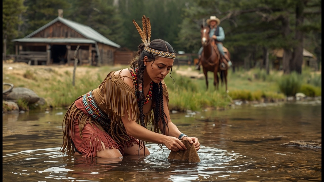 Un vaquero vio a una mujer apache lavando ropa junto al río y notó que su vestido estaba hecho jiron
