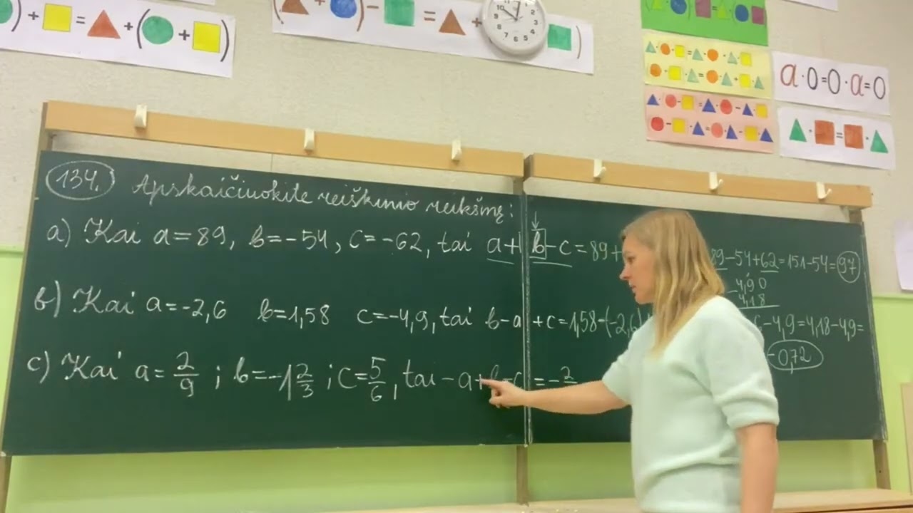 6 klasė.  Kartojimas.  Teigiamų ir neigiamų skaičių sudėtis ir atimtis