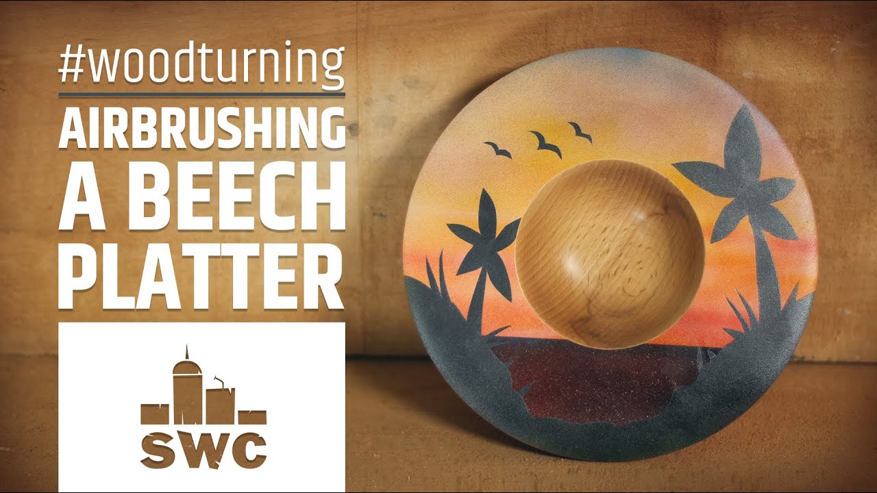 Beach on the beech platter - Woodturning and airbrushing project