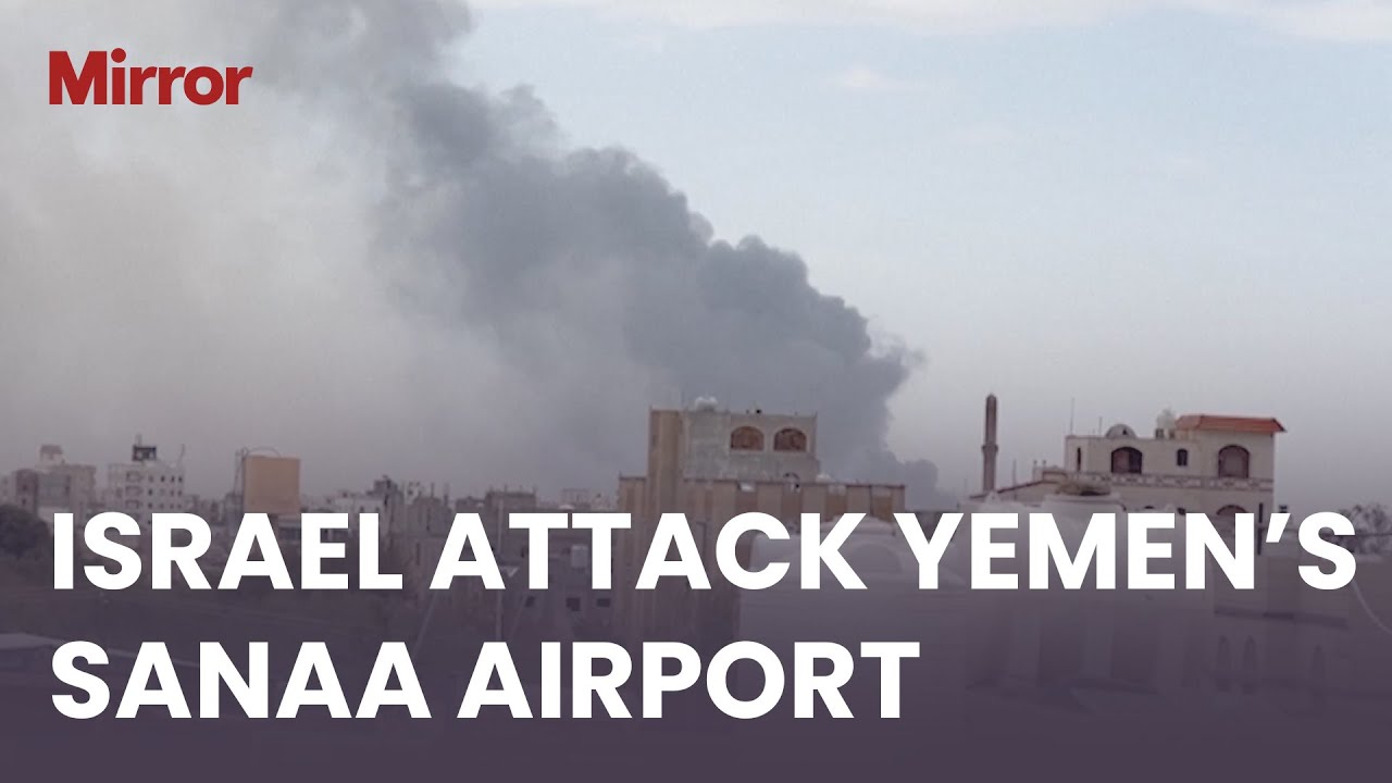 Smoke BILLOWS in Yemen's Sanaa after Israel attacked airport
