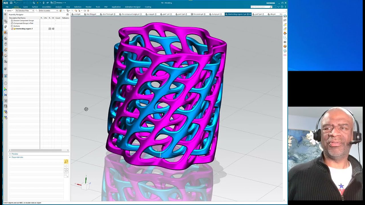 Siemens NX — взаимосвязанные художественные поверхности, созданные с использованием кривых Law Cu...
