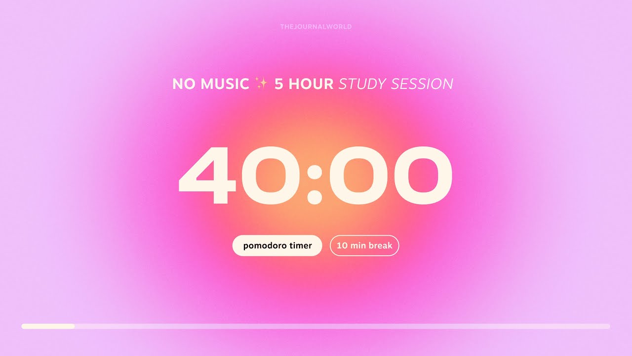 5-hour Aesthetic Pomodoro Timer for Studying 💗 Study Session with 10 minute break | Study With Me