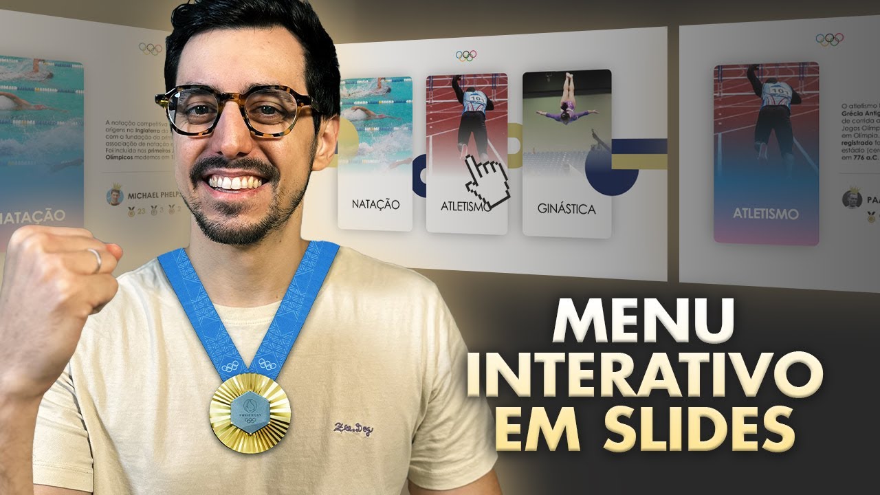 COMO FAZER UM MENU INTERATIVO NO POWERPOINT | OLIMPÍADAS PARIS 2024 [Tutorial e slides editáveis]