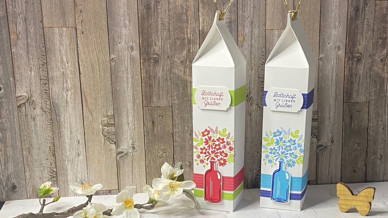 Piccolo Verpackung aus DIN A4 Papier basteln mit dem Produktpaket Flaschenpost von Stampin`Up!