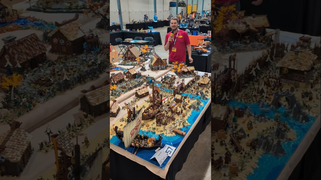 Huge LEGO Viking Village displayed at Le Sommet de la Brique organized by Canada First Bricks #lego