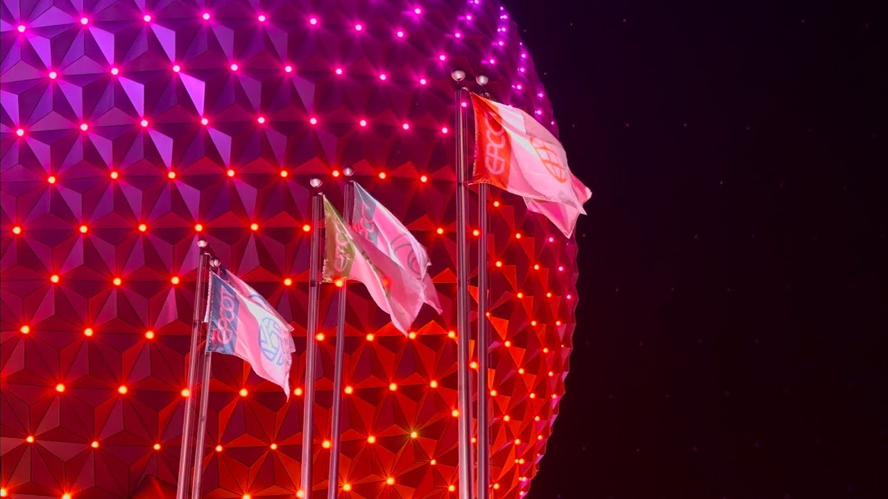5 Min Epcot Flags at night (4k HDR 60FPS)