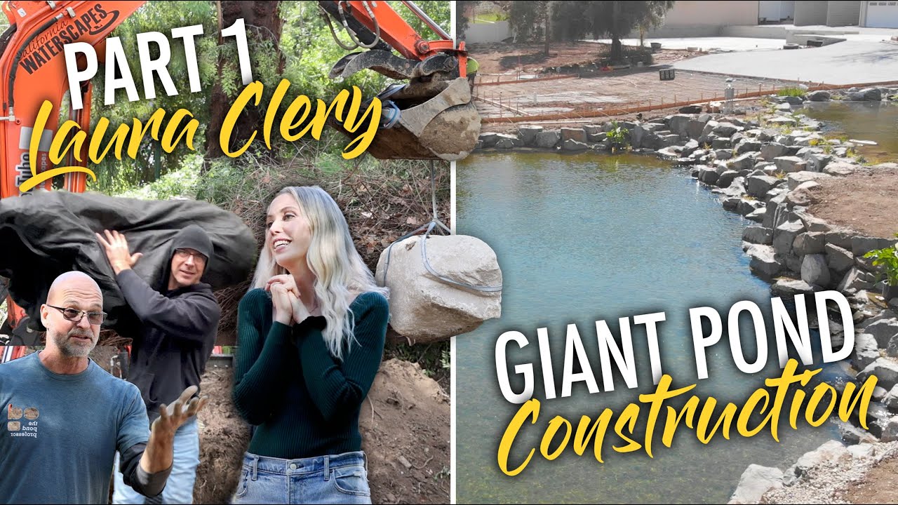 GIANT Pond (FINISHED) + PART 1 of LAURA CLERY'S Waterfall Project with TEAM AQUASCAPE