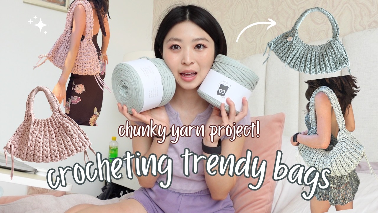 Вяжу крючком модные сумки для отпуска в Италии! | Проект из толстой пряжи с пряжей для футболок